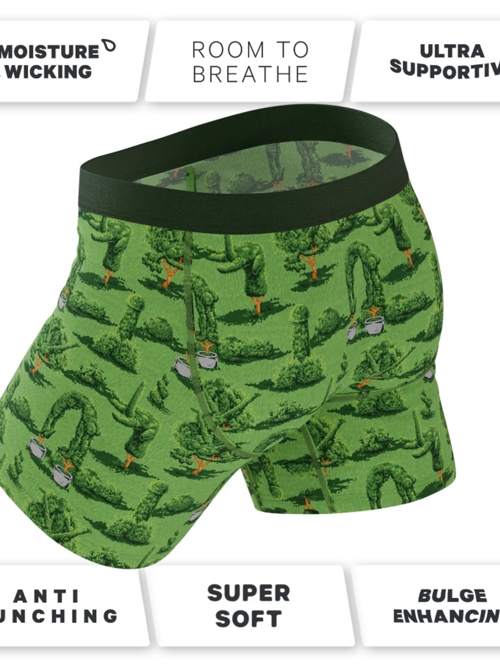 1335 NWT Shinesty Naughty Landscaping Ball Hammock Boxers w/Fly – L - Green - Picture 8 of 10